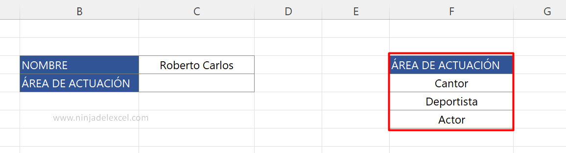 Menú desplegable en Excel