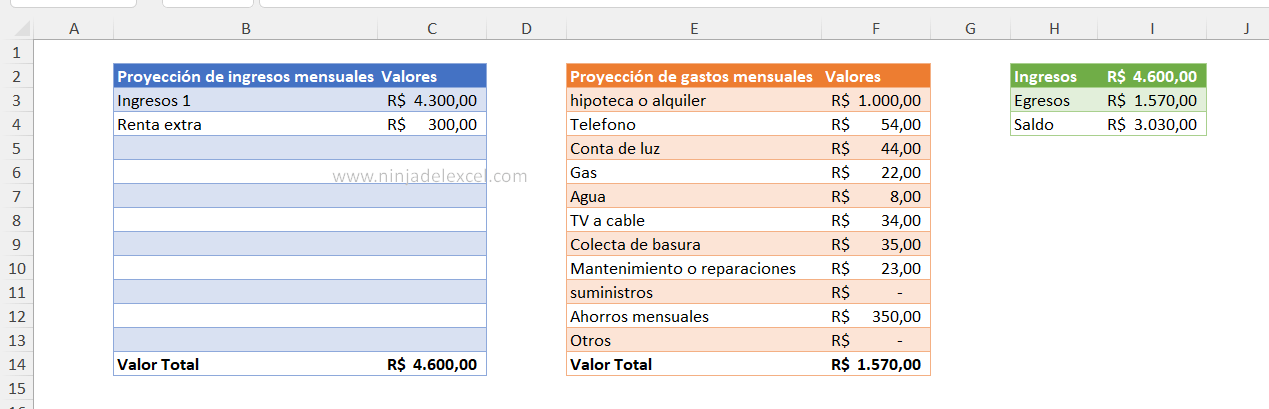 Crear una planilla en Excel en la practica