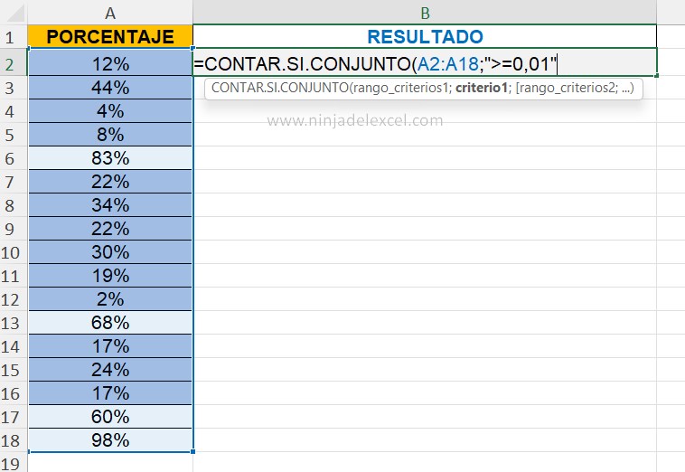 Porcentajes en Excel