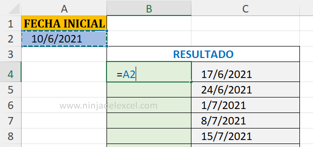Rango de Semanas Completas en Excel en la practica