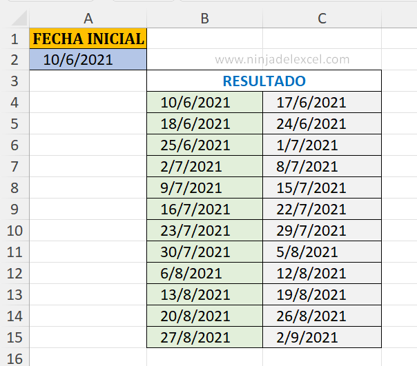 Rango de Semanas Completas en Excel