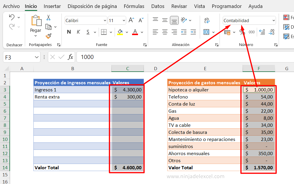 planilla en Excel en la practica