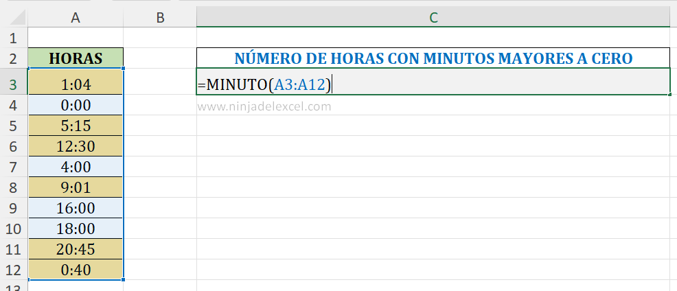 Contar las Horas con Minutos en Excel