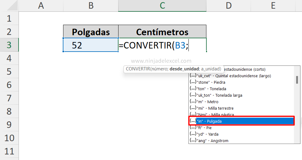 Convertir Pulgadas a Centímetros en Excel tutorial