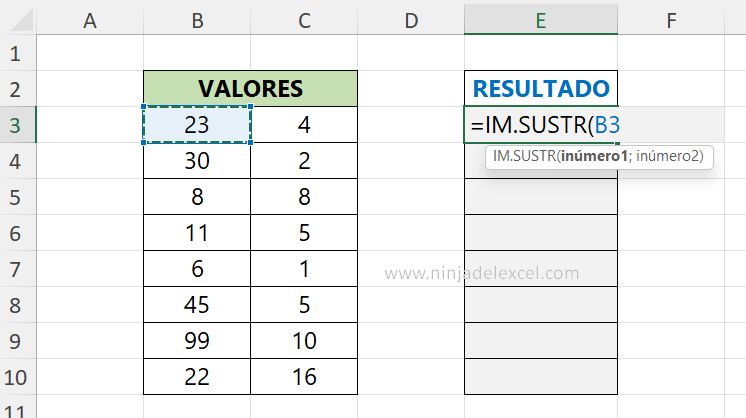 Función IM.SUSTR en Excel tutorial