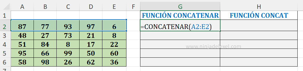 Funciones CONCATENAR y CONCAT en Excel paso a paso