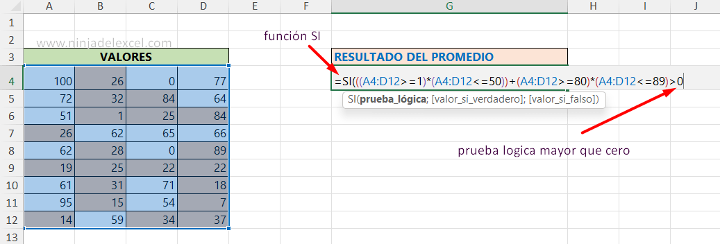 Usar el Promedio con 4 Criterios en Excel