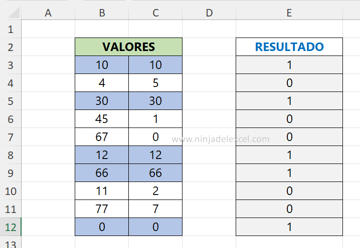 Usar la Función DELTA en Excel