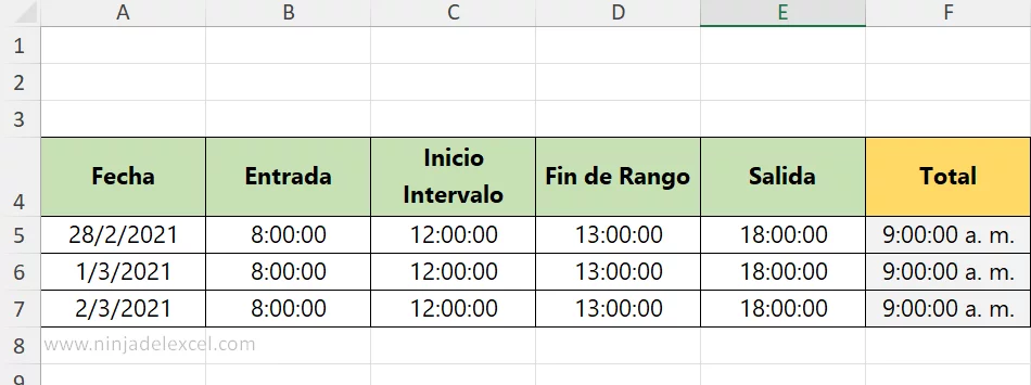 Calcular Horas Extras en Excel