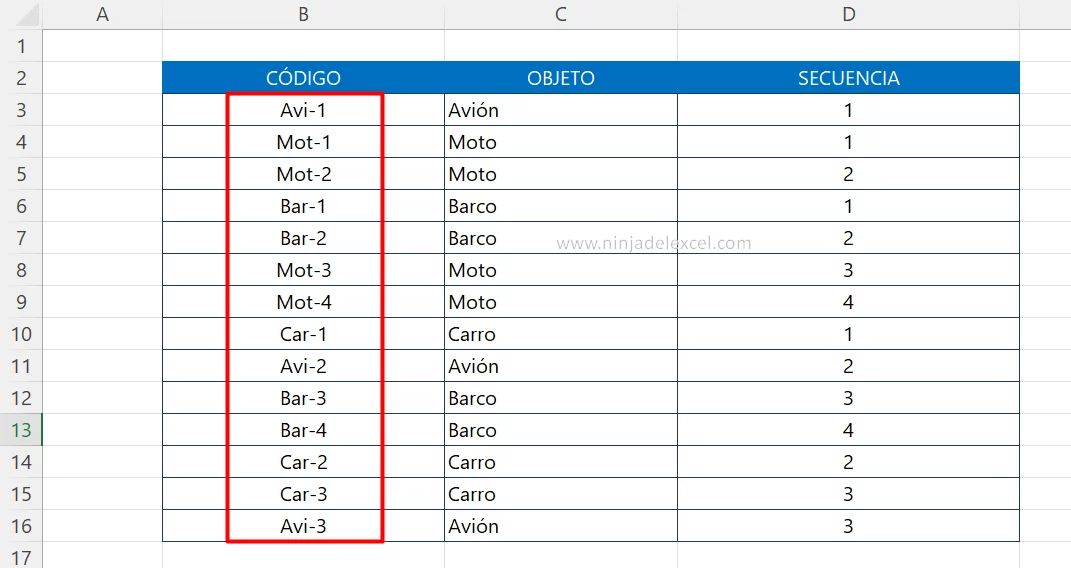 Códigos Alfanuméricos Automáticos en Excel en la practica