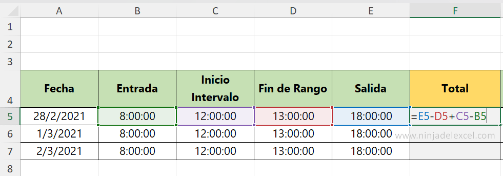 Como Calcular Horas Extras en Excel