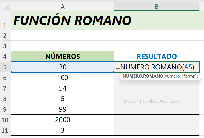 Cómo Usar la Función NUMERO.ROMANO en Excel paso a paso