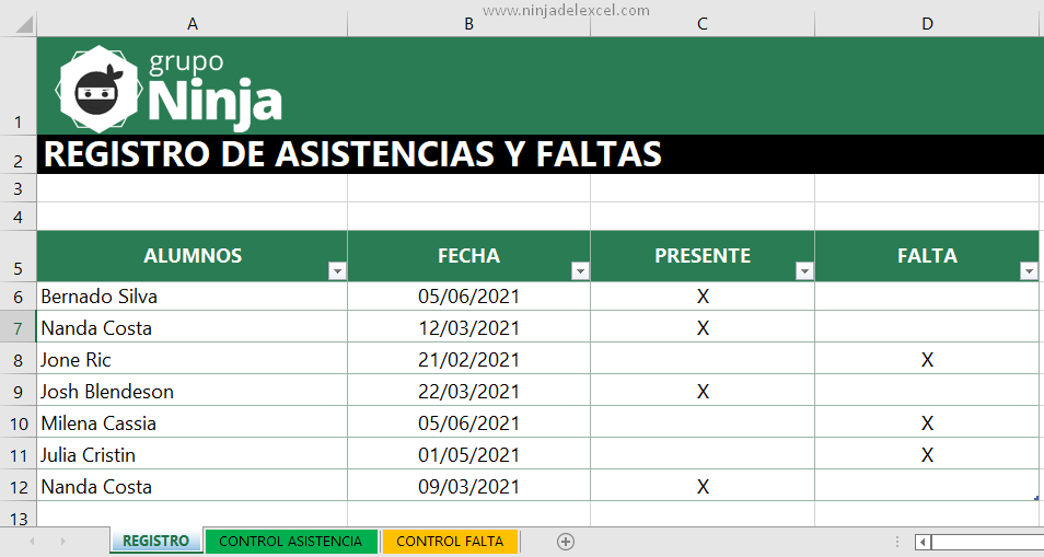 Plantilla De Control De Asistencias Y Faltas En Excel Ninja Del Excel