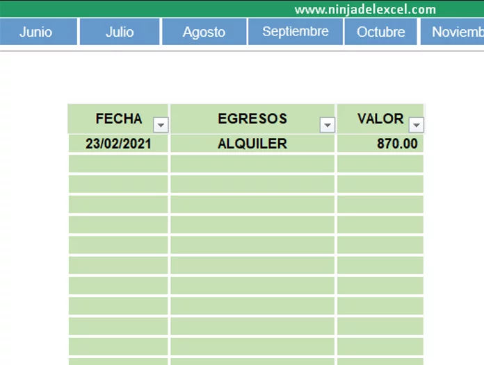 Plantilla de Ingresos y egresos mensuales paso a paso