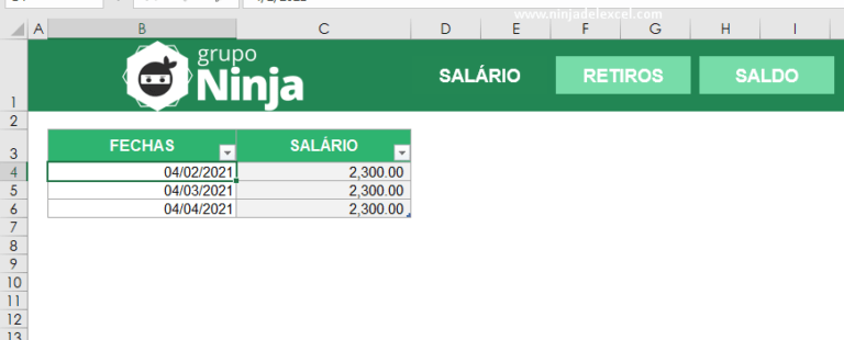 Plantilla De Registro De Sal Rio Personal En Excel Download Ninja Del Excel