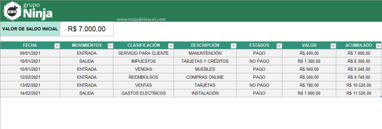 Plantilla De Flujo De Caja Diario En Excel Ninja Del Excel 2721