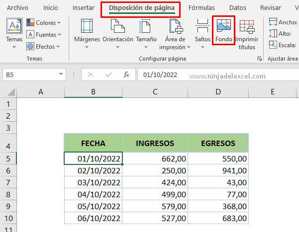 Cómo Agregar o Quitar un Fondo en Excel paso a paso