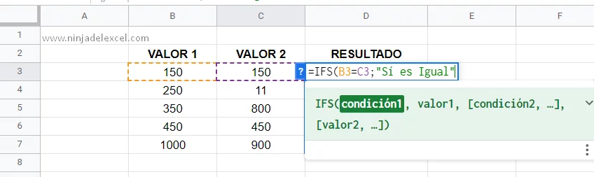 Cómo Usar la Función IFS en Google Sheets tutorial