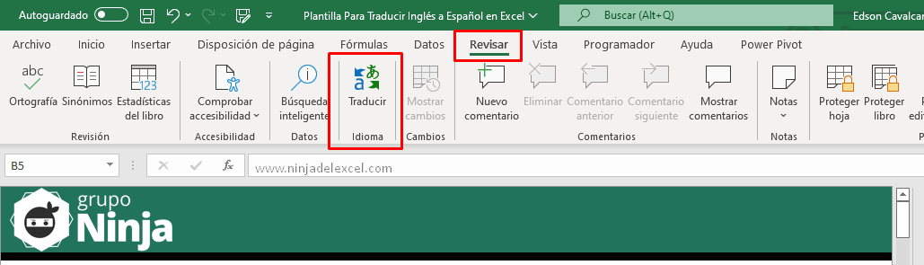 Plantilla Para Traducir Inglés a Español en Excel