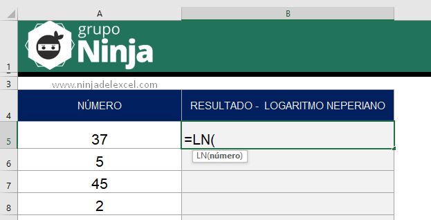 Cómo Calcular el Logaritmo Neperiano en Excel Función LN paso a paso