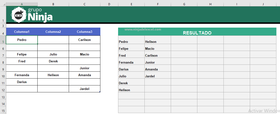 Planilla para Organizar Nombres en Excel