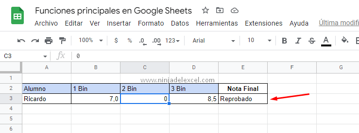 Funciones principales en Google Sheets tutorial