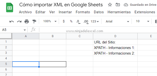 Cómo importar XML en Google Sheets
