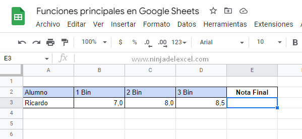 Funciones principales en Google Sheets
