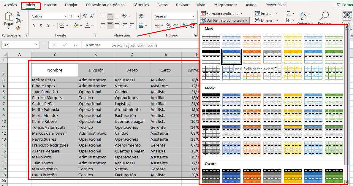 Tablas dinámicas de Excel Online
