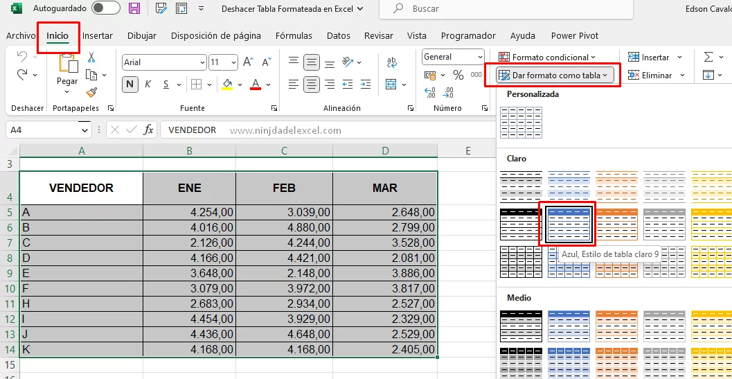 Deshacer Tabla Formateada en Excel curso de excel