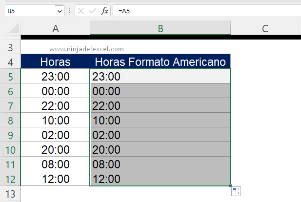 Formato de hora Americana en Excel curso de excel completo