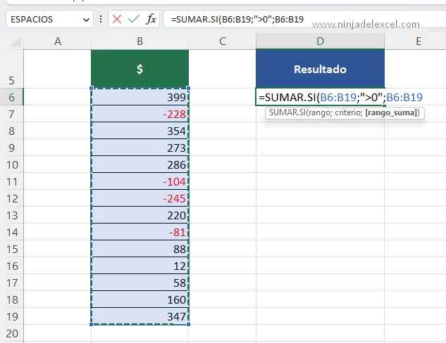 Ignorar Números Negativos en una Suma en Excel curso de excel completo paso a paso