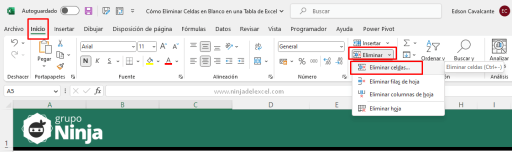 Cómo Eliminar Celdas En Blanco En Una Tabla De Excel Ninja Del Excel