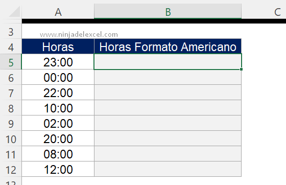 Formato de hora Americana en Excel