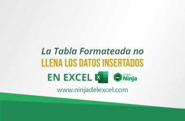 La Tabla Formateada no Llena los Datos Insertados en Excel