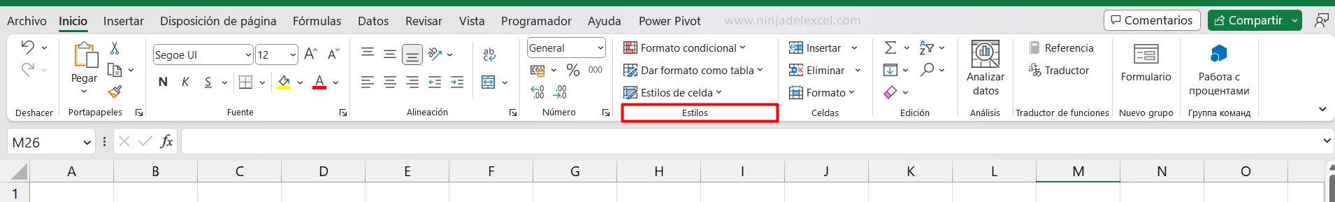 Las Herramientas de Excel no son visibles
