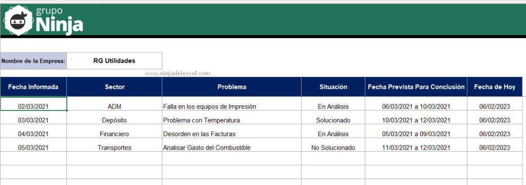 Planilla De Plan De Acción En Excel - Ninja Del Excel