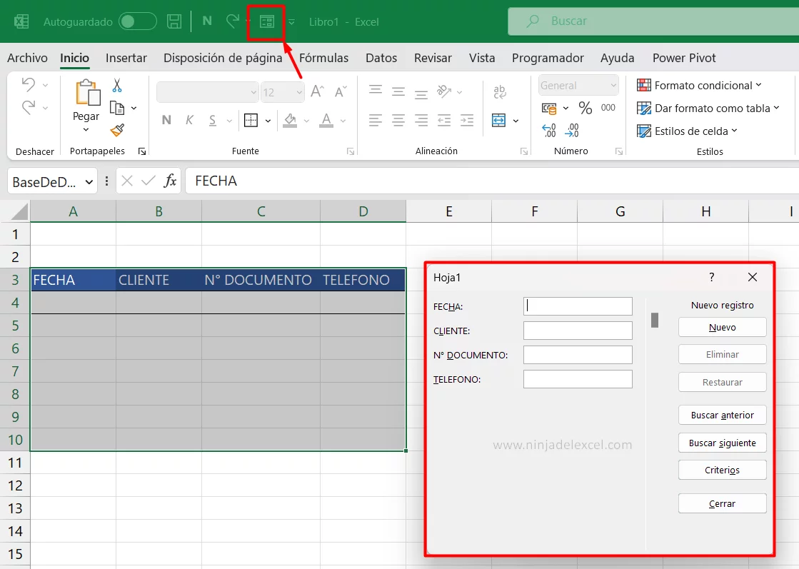 Aprenda Registrar de Clientes de Excel