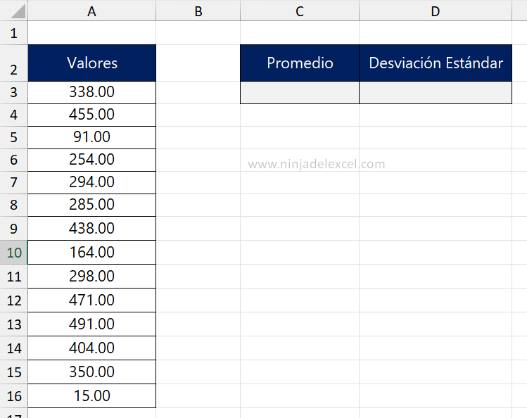 Calcular la Desviación Estándar en Excel