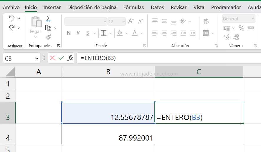 Eliminar todos los lugares decimales de un número en Excel paso a paso
