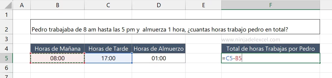 Cálculo Entre Horas en Excel paso a paso