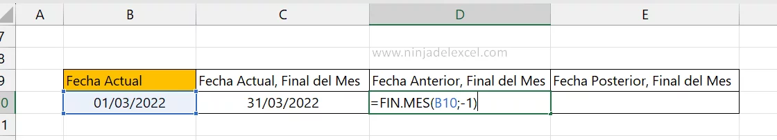 Como Usar La función FIN.MES en Excel