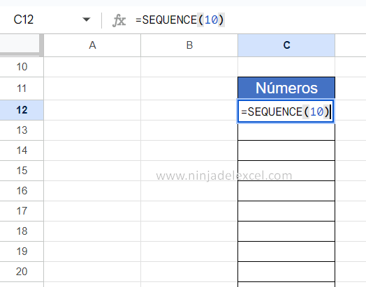 Como Usar la Función SEQUENCE en Google Sheets