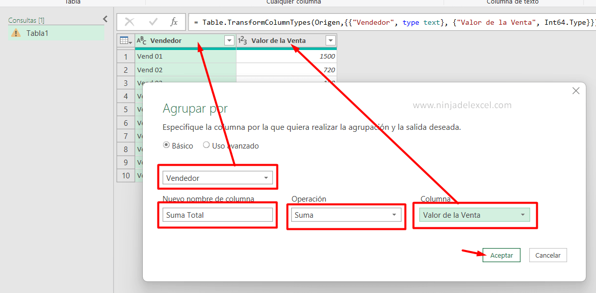 Función SUMAR.SI en Power Query