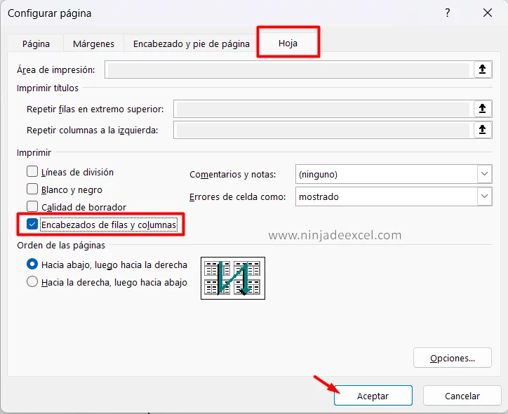 Imprimir Filas y Columnas en Excel