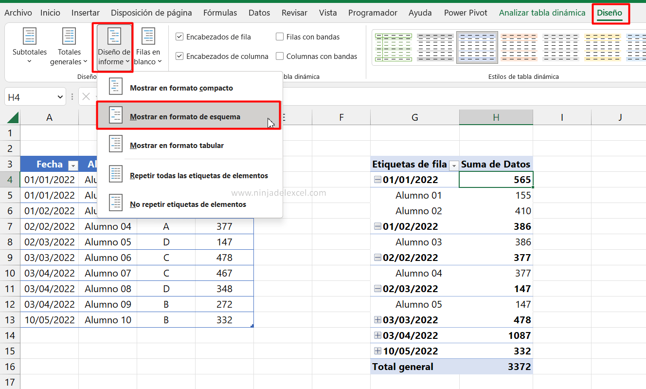 Organizar Tabla Dinámica por Títulos en Excel paso a paso