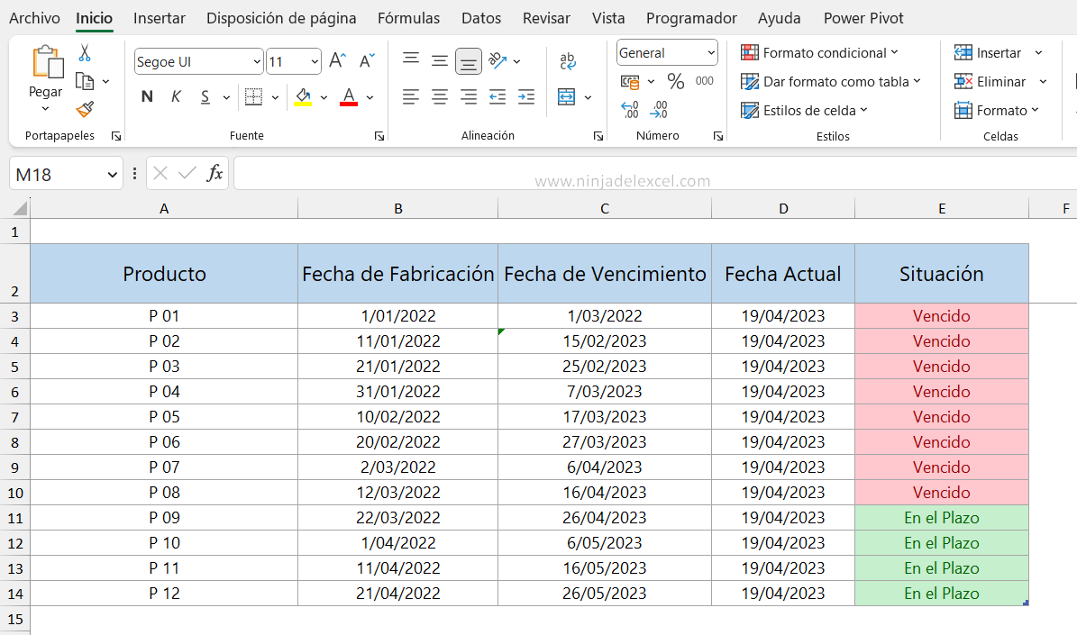 Planilla para Filtrar Productos Vencidos en Excel