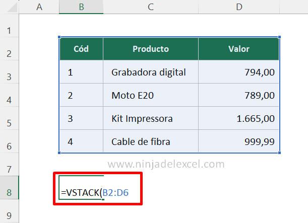 Funciones VSTACK y HSTACK en Excel