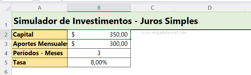 Aprende Tabla Inversiones para Interés Simple en Excel