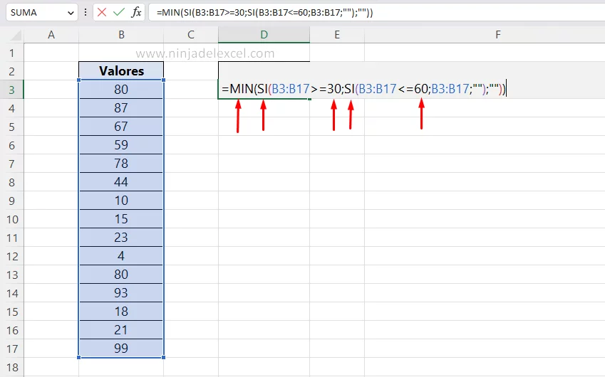 Buscar Función MIN en Excel